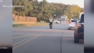 Maumelle officer directs morning traffic with lightsaber