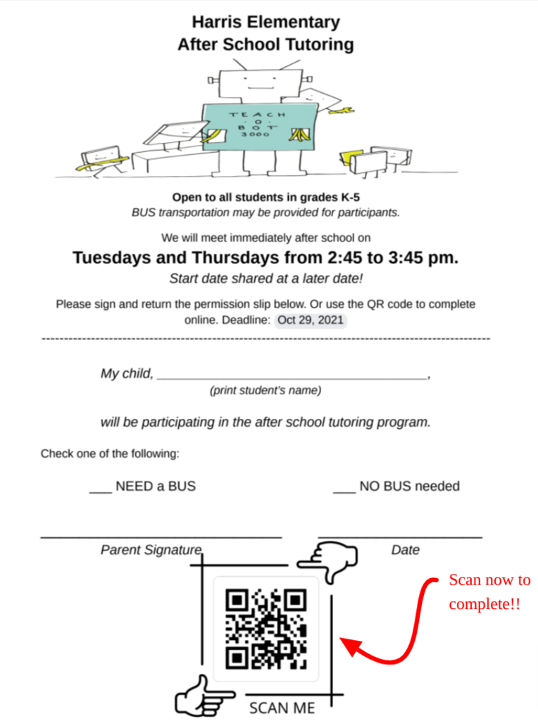 After-school tutoring sign-up