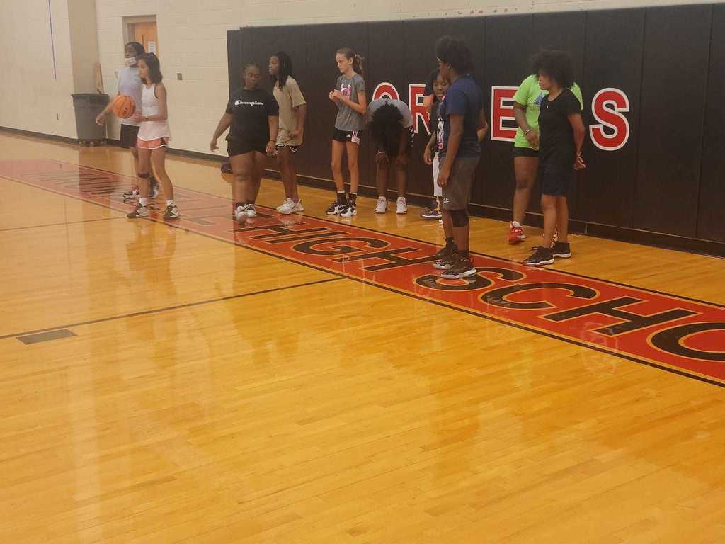 girls at basketball camp