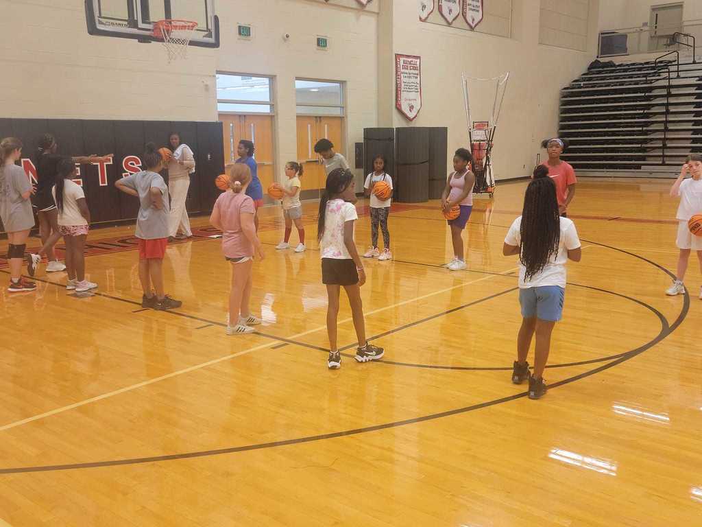girls at basketball camp