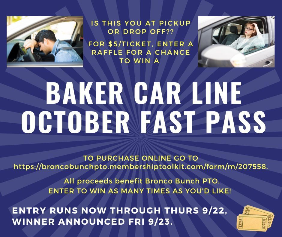 Baker Car Line Fast Pass Raffle