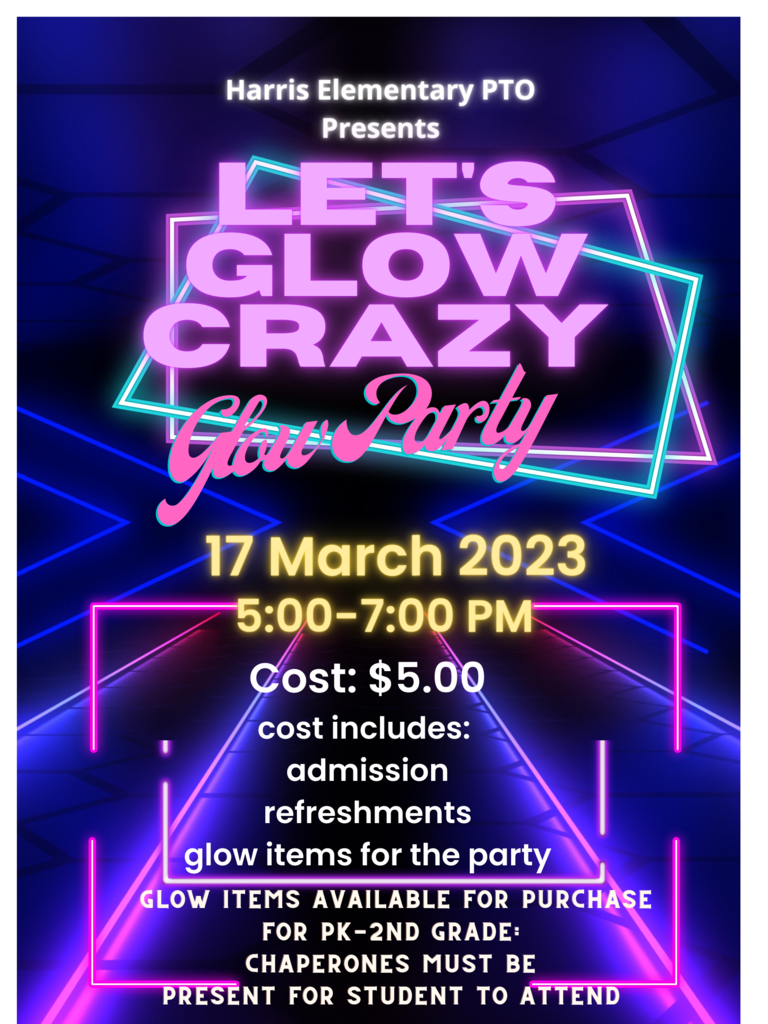 Let's GLOW Crazy party flyer